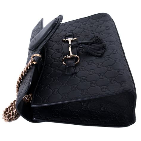 guccissima shoulder bag black